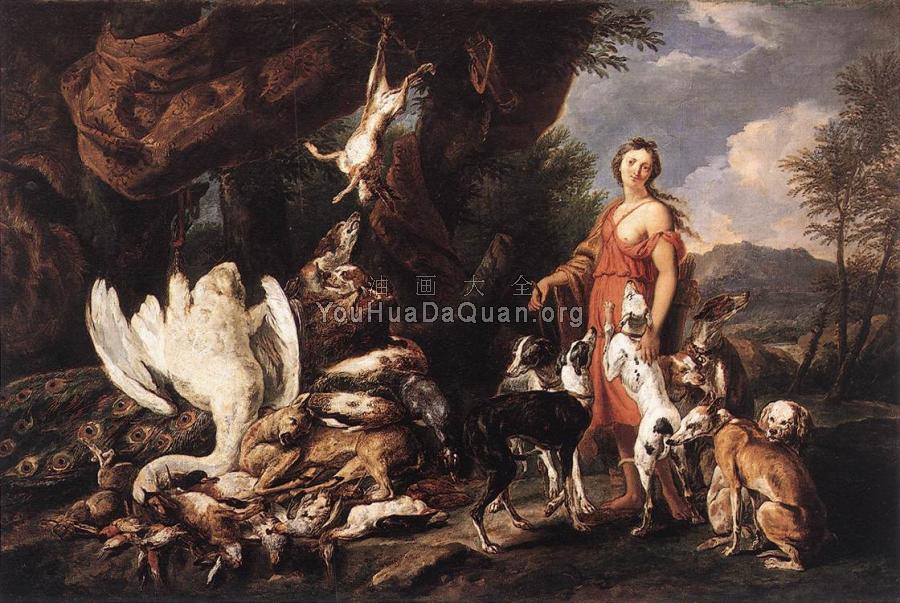 Diana with Her Hunting Dogs beside Kill - 简·法伊特